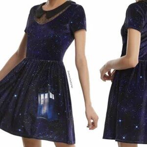 Doctor Who TARDIS Galaxy Blue Velvet Dress, GUC